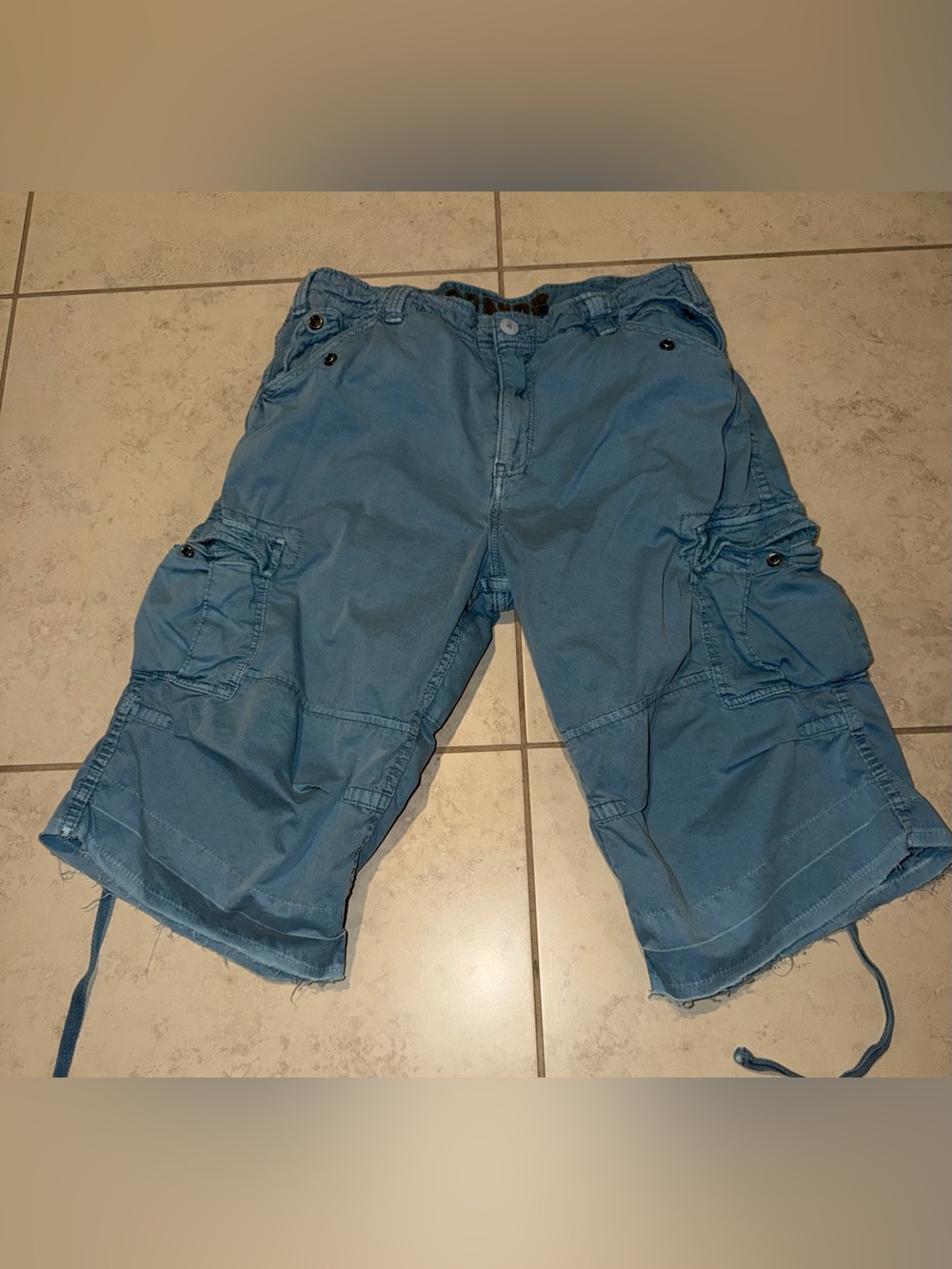 Vintage Z-Brand Distressed Y2K Cargo Shorts - Blue 33 x 14.5
